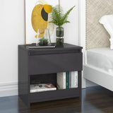 NNEVL Bedside Cabinets 2 pcs High Gloss Grey 40x30x39 cm Chipboard
