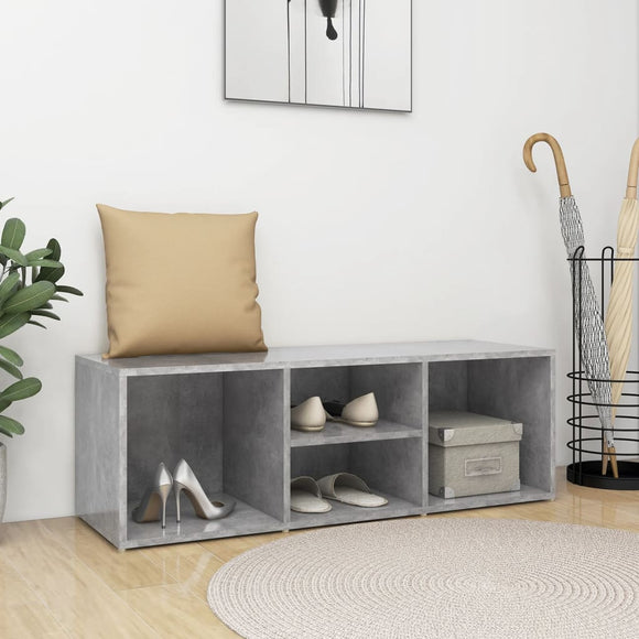 NNEVL Shoe Storage Bench Concrete Grey 105x35x35 cm Chipboard