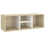 NNEVL Shoe Storage Bench White and Sonoma Oak 105x35x35 cm Chipboard