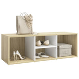 NNEVL Shoe Storage Bench White and Sonoma Oak 105x35x35 cm Chipboard