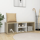 NNEVL Shoe Storage Bench White and Sonoma Oak 105x35x35 cm Chipboard