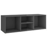 NNEVL Shoe Storage Bench High Gloss Grey 105x35x35 cm Chipboard