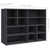 NNEVL Side Cabinet Grey 97x32x72 cm Chipboard