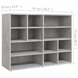 NNEVL Side Cabinet Concrete Grey 97x32x72 cm Chipboard