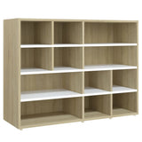 NNEVL Side Cabinet White and Sonoma Oak 97x32x72 cm Chipboard