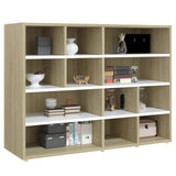 NNEVL Side Cabinet White and Sonoma Oak 97x32x72 cm Chipboard