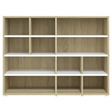 NNEVL Side Cabinet White and Sonoma Oak 97x32x72 cm Chipboard