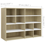 NNEVL Side Cabinet White and Sonoma Oak 97x32x72 cm Chipboard