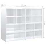NNEVL Side Cabinet High Gloss White 97x32x72 cm Chipboard