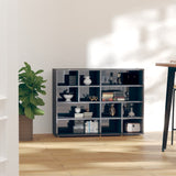 NNEVL Side Cabinet High Gloss Grey 97x32x72 cm Chipboard