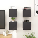 NNEVL Wall Mounted TV Cabinets 4 pcs Grey 30.5x30x30 cm
