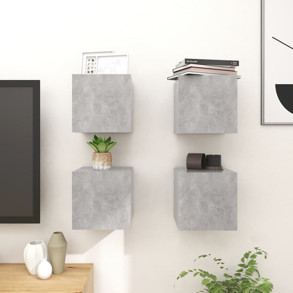 NNEVL Wall Mounted TV Cabinets 4 pcs Concrete Grey 30.5x30x30 cm