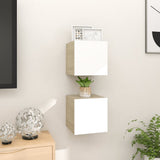 NNEVL Wall Mounted TV Cabinets 2 pcs White and Sonoma Oak 30.5x30x30 cm