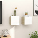 NNEVL Wall Mounted TV Cabinets 2 pcs White and Sonoma Oak 30.5x30x30 cm