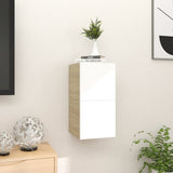 NNEVL Wall Mounted TV Cabinets 2 pcs White and Sonoma Oak 30.5x30x30 cm