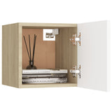 NNEVL Wall Mounted TV Cabinets 4 pcs White and Sonoma Oak 30.5x30x30 cm