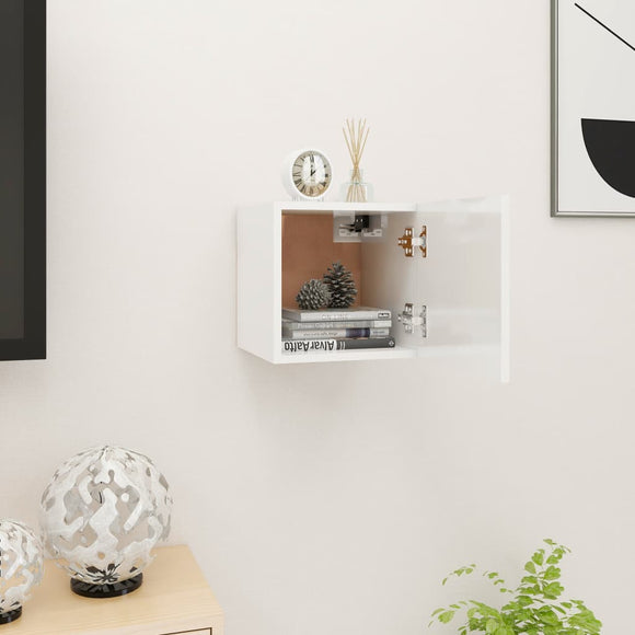 NNEVL Wall Mounted TV Cabinet High Gloss White 30.5x30x30 cm