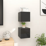 NNEVL Wall Mounted TV Cabinets 2 pcs High Gloss Black 30.5x30x30 cm