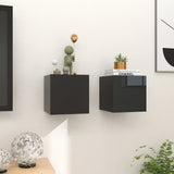 NNEVL Wall Mounted TV Cabinets 2 pcs High Gloss Black 30.5x30x30 cm