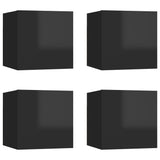 NNEVL Wall Mounted TV Cabinets 4 pcs High Gloss Black 30.5x30x30 cm