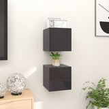 NNEVL Wall Mounted TV Cabinets 2 pcs High Gloss Grey 30.5x30x30 cm