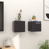 NNEVL Wall Mounted TV Cabinets 2 pcs High Gloss Grey 30.5x30x30 cm
