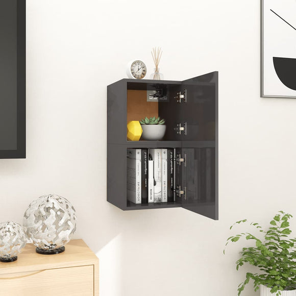 NNEVL Wall Mounted TV Cabinets 2 pcs High Gloss Grey 30.5x30x30 cm