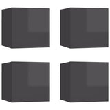 NNEVL Wall Mounted TV Cabinets 4 pcs High Gloss Grey 30.5x30x30 cm