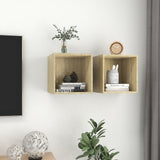 NNEVL Wall Cabinets 2 pcs Sonoma Oak 37x37x37 cm Chipboard