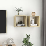 NNEVL Wall Cabinets 2 pcs White and Sonoma Oak 37x37x37 cm Chipboard