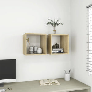 NNEVL Wall Cabinets 2 pcs White and Sonoma Oak 37x37x37 cm Chipboard