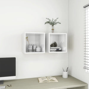 NNEVL Wall Cabinets 2 pcs High Gloss White 37x37x37 cm Chipboard