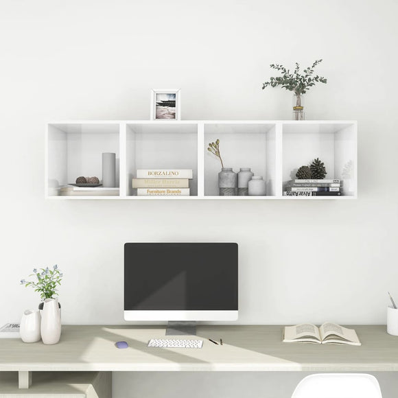 NNEVL Wall Cabinets 4 pcs High Gloss White 37x37x37 cm Chipboard