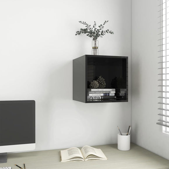 NNEVL Wall Cabinet High Gloss Black 37x37x37 cm Chipboard