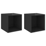 NNEVL Wall Cabinets 2 pcs High Gloss Black 37x37x37 cm Chipboard