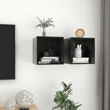NNEVL Wall Cabinets 2 pcs High Gloss Black 37x37x37 cm Chipboard