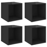 NNEVL Wall Cabinets 4 pcs High Gloss Black 37x37x37 cm Chipboard
