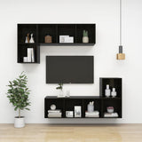 NNEVL Wall Cabinets 4 pcs High Gloss Black 37x37x37 cm Chipboard