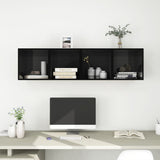 NNEVL Wall Cabinets 4 pcs High Gloss Black 37x37x37 cm Chipboard