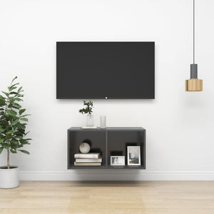 NNEVL Wall-mounted TV Cabinet Grey 37x37x72 cm Chipboard