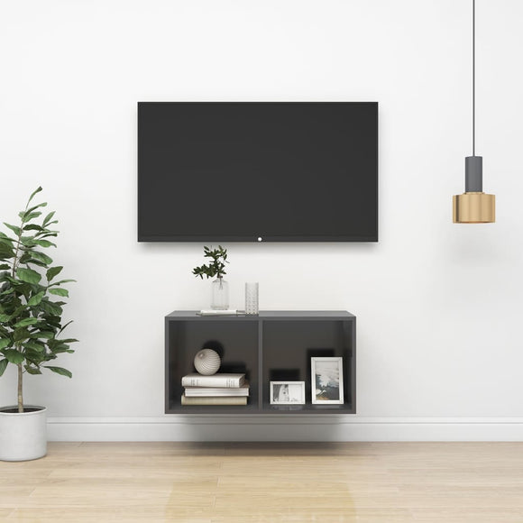NNEVL Wall-mounted TV Cabinet Grey 37x37x72 cm Chipboard