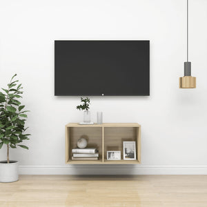 NNEVL Wall-mounted TV Cabinet Sonoma Oak 37x37x72 cm Chipboard