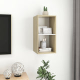NNEVL Wall-mounted TV Cabinet Sonoma Oak and White 37x37x72 cm Chipboard