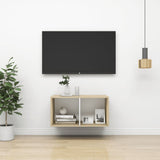 NNEVL Wall-mounted TV Cabinet Sonoma Oak and White 37x37x72 cm Chipboard
