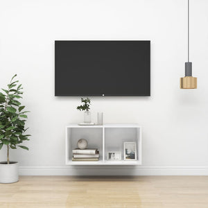 NNEVL Wall-mounted TV Cabinet High Gloss White 37x37x72 cm Chipboard