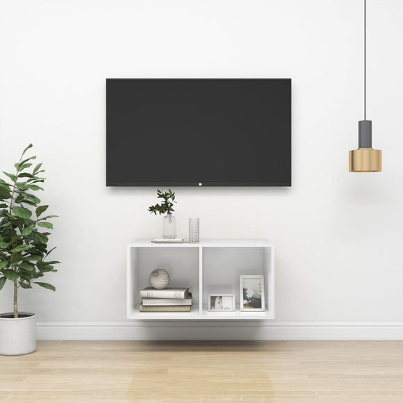 NNEVL Wall-mounted TV Cabinet High Gloss White 37x37x72 cm Chipboard