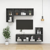 NNEVL Wall-mounted TV Cabinet High Gloss Grey 37x37x72 cm Chipboard