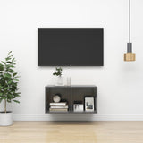 NNEVL Wall-mounted TV Cabinet High Gloss Grey 37x37x72 cm Chipboard