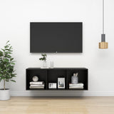 NNEVL Wall-mounted TV Cabinet Black 37x37x107 cm Chipboard