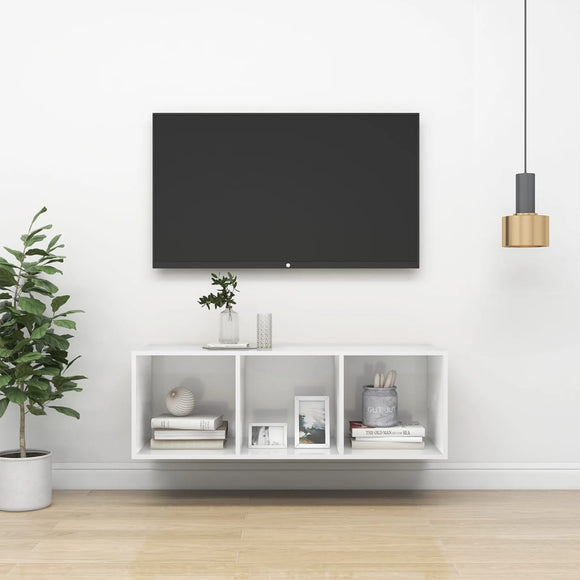 NNEVL Wall-mounted TV Cabinet High Gloss White 37x37x107 cm Chipboard